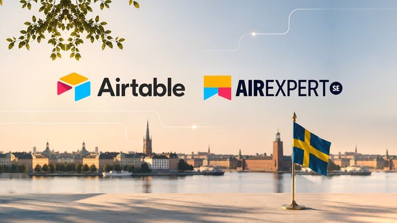 Stockholmsvy med Airtable- och Airexpert-logotyper